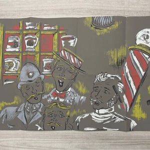 Vintage Wallpaper Sample The Warner Company Pattern 41933 Barber Shop Theme